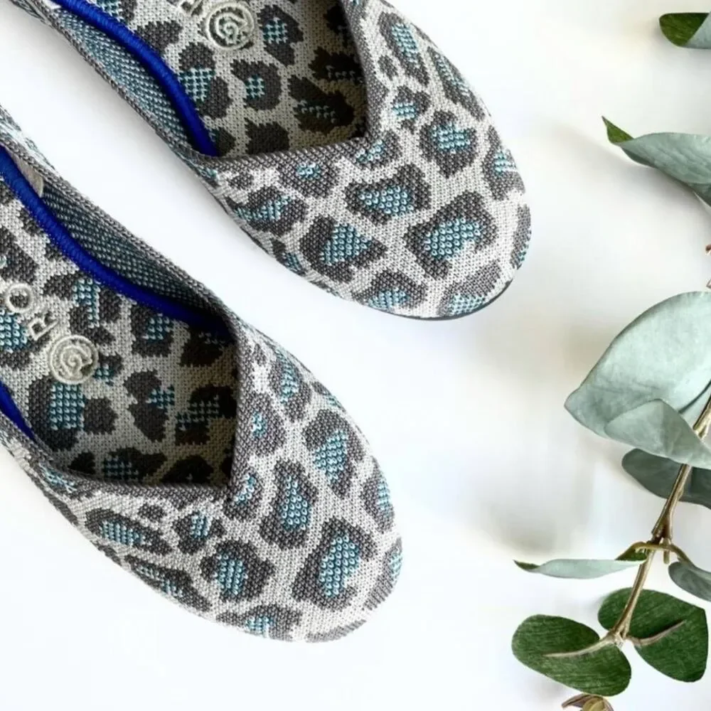 ROTHY'S Gray & Blue Leopard Print Flats | Size 7 | Retired - Picture 8 of 13